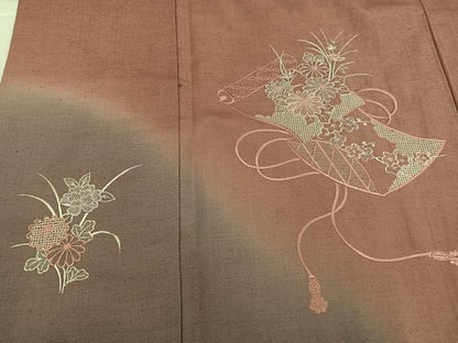 平和屋着物●訪問着　中国三大刺繍　汕頭刺繍　スワトウ刺繍　総刺繍　紬地　花絵巻　正絹　逸品　AABK5294ph