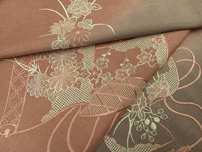 平和屋着物●訪問着　中国三大刺繍　汕頭刺繍　スワトウ刺繍　総刺繍　紬地　花絵巻　正絹　逸品　AABK5294ph