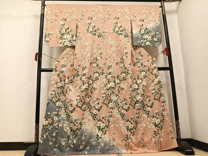 平和屋着物●訪問着　枝花文　暈し染め　金彩　正絹　逸品　AABK5296ph