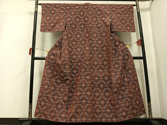 平和屋着物●本場琉球絣　紬　正絹　逸品　AABK5297ph