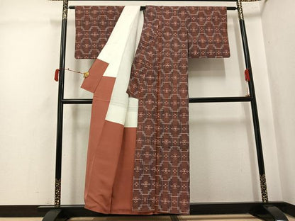 平和屋着物●本場琉球絣　紬　正絹　逸品　AABK5297ph