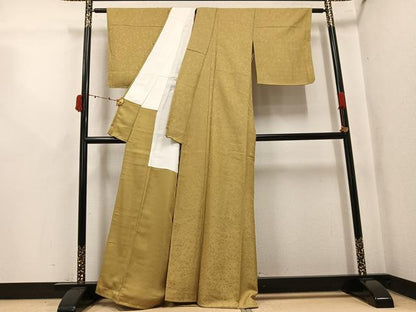 平和屋着物●上質な色無地　草花地紋　木蘭色　正絹　逸品　未使用　AABK5298ph