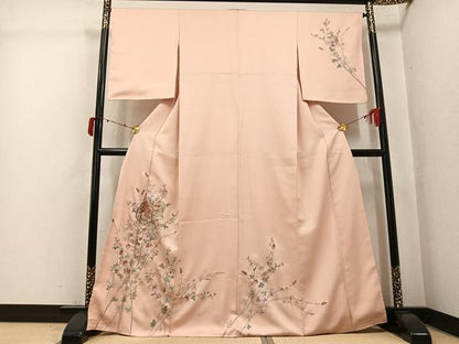 平和屋着物●訪問着　総刺繍　楽器扇花文　金銀糸　正絹　逸品　AABK5301ph
