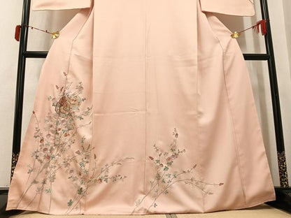 平和屋着物●訪問着　総刺繍　楽器扇花文　金銀糸　正絹　逸品　AABK5301ph