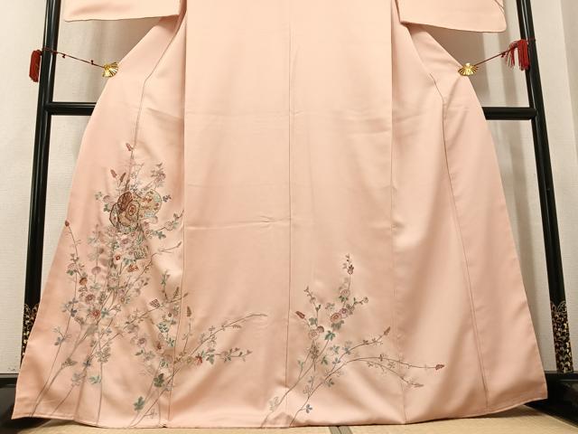 平和屋着物●訪問着　総刺繍　楽器扇花文　金銀糸　正絹　逸品　AABK5301ph