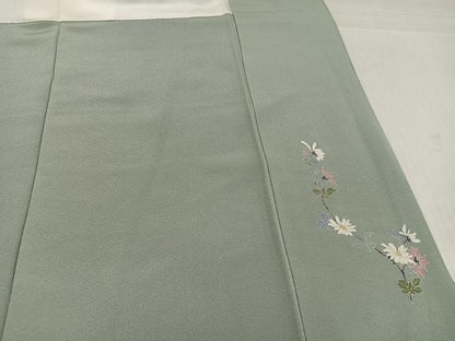 平和屋着物●訪問着　友禅　枝花文　暈し染め　ロング丈　正絹　逸品　AABK5302ph