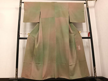 平和屋着物●染色作家　斉藤三才　小紋　霞文　暈し染め　やまと誂製　正絹　逸品　AABK5304ph