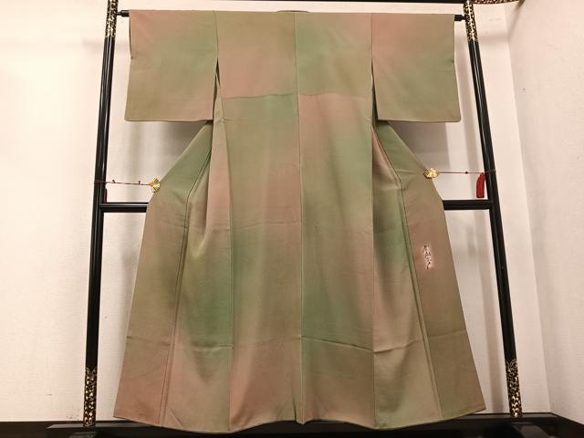 平和屋着物●染色作家　斉藤三才　小紋　霞文　暈し染め　やまと誂製　正絹　逸品　AABK5304ph