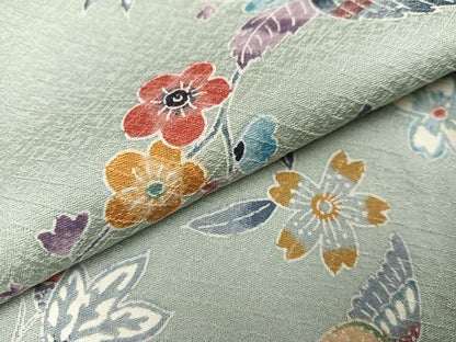 平和屋着物●上質な小紋　型染め　飛鶴草花文　正絹　逸品　AABK5307ph