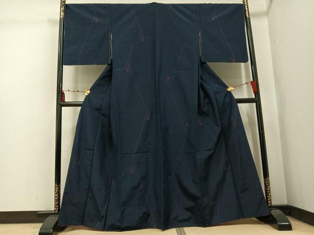 平和屋着物●上質な紬　枝花文　正絹　逸品　AABK5310ph