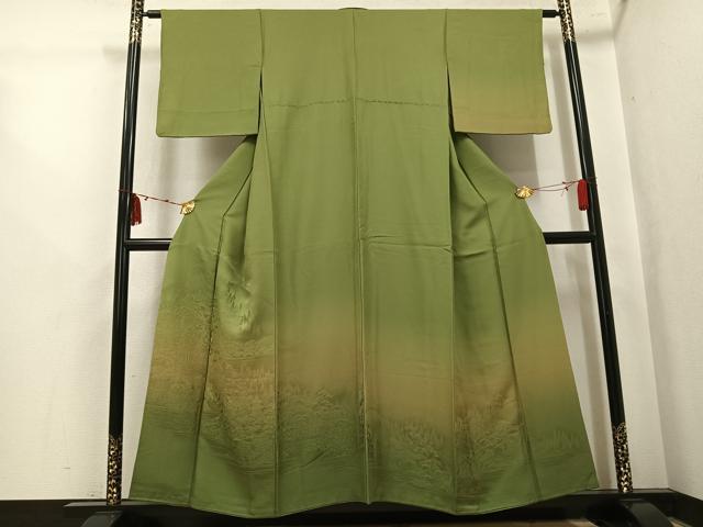 平和屋着物▼訪問着　風景草木地紋　暈し染め　正絹　逸品　AABK5313ph