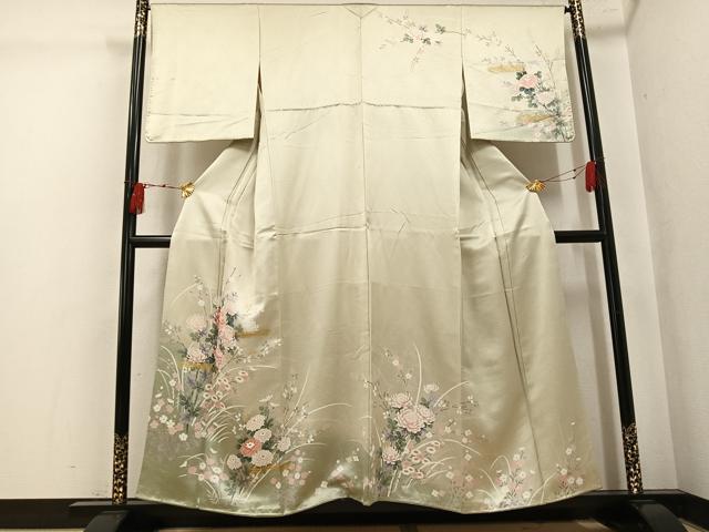 平和屋着物●訪問着　草花文　暈し染め　金彩　正絹　逸品　AABK5314ph