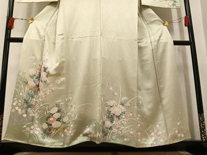 平和屋着物●訪問着　草花文　暈し染め　金彩　正絹　逸品　AABK5314ph