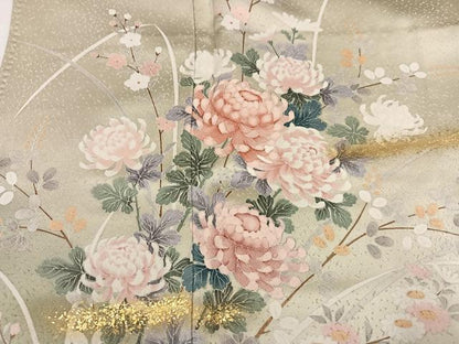 平和屋着物●訪問着　草花文　暈し染め　金彩　正絹　逸品　AABK5314ph
