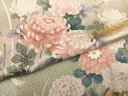 平和屋着物●訪問着　草花文　暈し染め　金彩　正絹　逸品　AABK5314ph