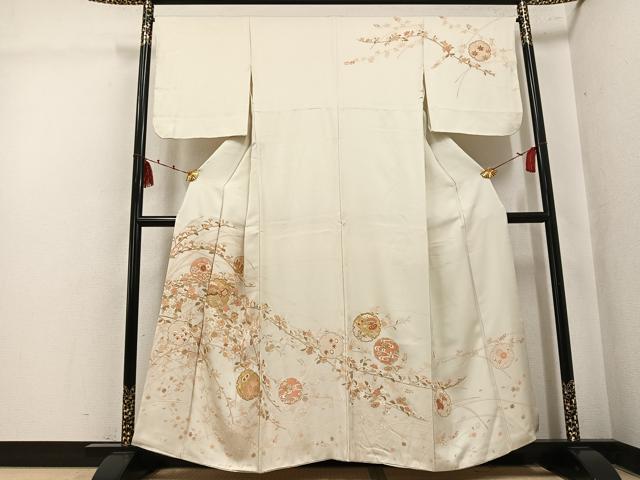 平和屋着物●訪問着　駒刺繍　雪輪草花宝尽くし　金彩　正絹　逸品　AABK5317ph