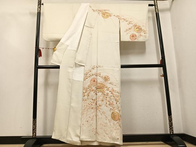 平和屋着物●訪問着　駒刺繍　雪輪草花宝尽くし　金彩　正絹　逸品　AABK5317ph