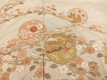 平和屋着物●訪問着　駒刺繍　雪輪草花宝尽くし　金彩　正絹　逸品　AABK5317ph