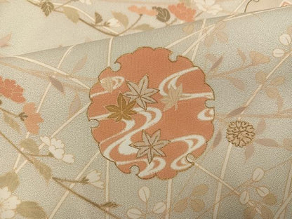 平和屋着物●訪問着　駒刺繍　雪輪草花宝尽くし　金彩　正絹　逸品　AABK5317ph