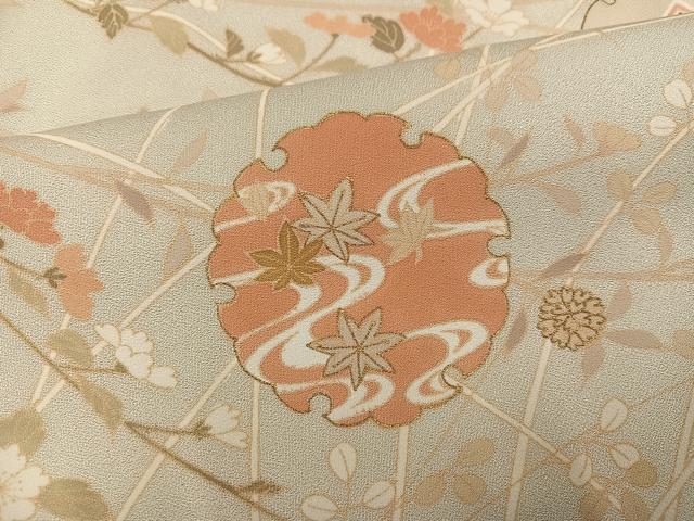 平和屋着物●訪問着　駒刺繍　雪輪草花宝尽くし　金彩　正絹　逸品　AABK5317ph