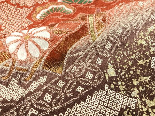 平和屋着物●豪華振袖　絞り　御所車吉祥草花文　暈し染め　金彩　やまと誂製　正絹　逸品　AABK5319ph