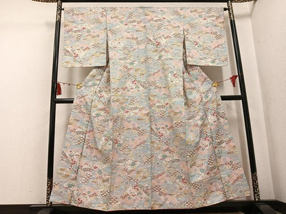 平和屋着物●本場大島紬　染大島　地紙草花文　正絹　逸品　未使用　AABK5321ph