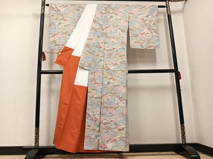 平和屋着物●本場大島紬　染大島　地紙草花文　正絹　逸品　未使用　AABK5321ph