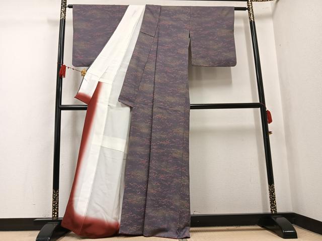 平和屋着物●上質な小紋　霞文　金彩　正絹　逸品　AABK5322ph