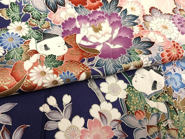 平和屋着物●訪問着　童子　桜　暈し染め　金彩　正絹　逸品　AABK5326ph