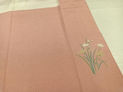 平和屋着物●訪問着　友禅　草花文　暈し染め　金彩　正絹　逸品　未使用　AABK5327ph