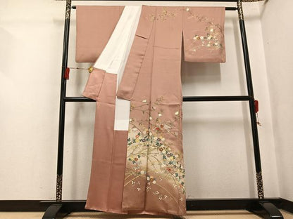 平和屋着物●訪問着　中国三大刺繍　汕頭刺繍　スワトウ刺繍　地紙花文　金彩　正絹　逸品　AABK5332ph