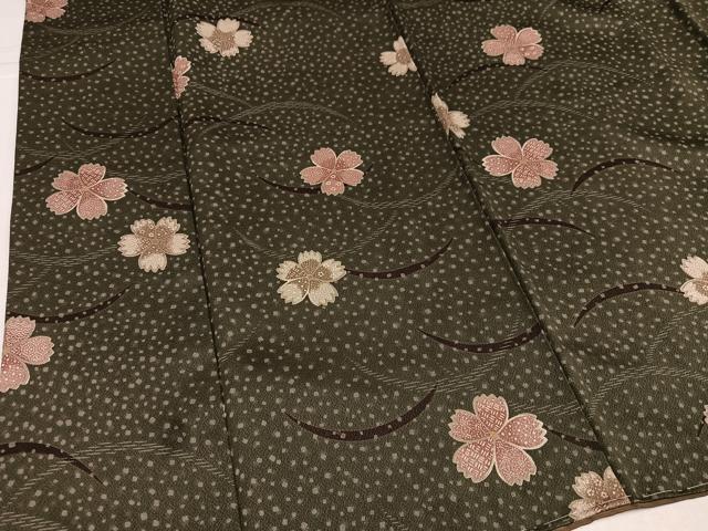 平和屋着物●上質な小紋　桜芝文　正絹　逸品　未使用　AABK5333ph