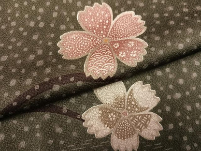 平和屋着物●上質な小紋　桜芝文　正絹　逸品　未使用　AABK5333ph