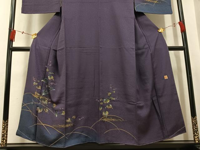 平和屋着物●和紙染染色作家・植村彩弘　訪問着　草花文　暈し染め　金彩　やまと誂製　正絹　逸品　未使用　AABK5335ph