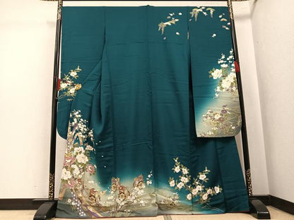 平和屋着物●豪華振袖　御所車花文　暈し染め　金彩　正絹　逸品　AABK5336ph