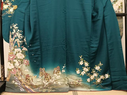 平和屋着物●豪華振袖　御所車花文　暈し染め　金彩　正絹　逸品　AABK5336ph