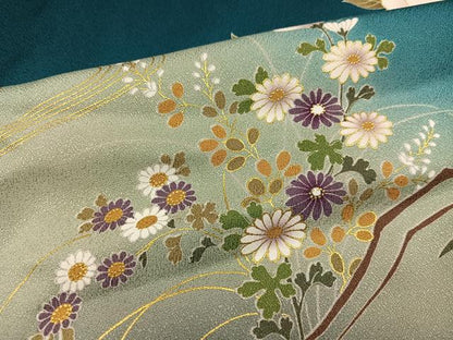 平和屋着物●豪華振袖　御所車花文　暈し染め　金彩　正絹　逸品　AABK5336ph