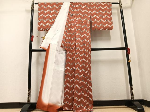 平和屋着物●上質な小紋　絞り　葉尽くし　正絹　逸品　AABK5337ph