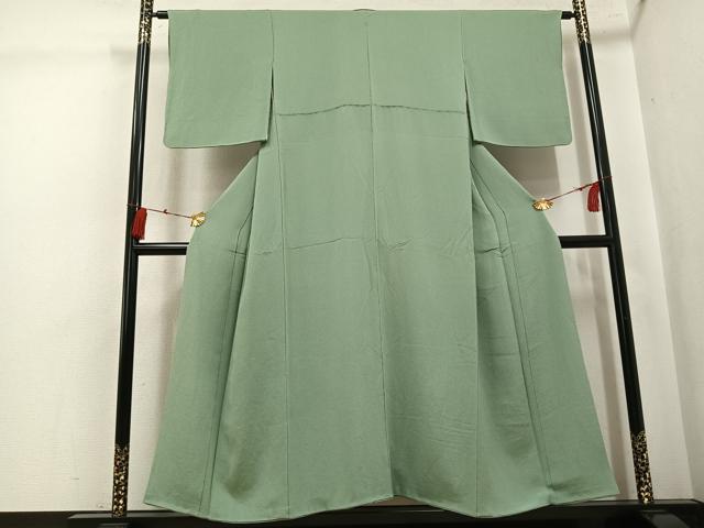 平和屋着物●上質な色無地　柳茶色　鬼しぼ縮緬　正絹　逸品　AABK5339ph
