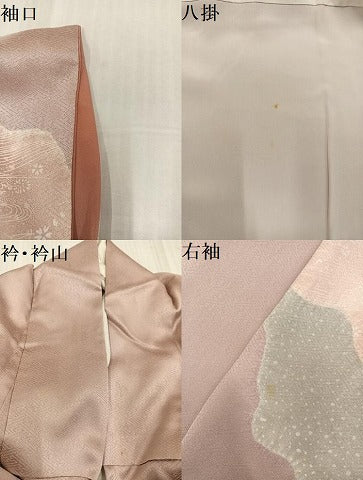平和屋着物●訪問着　絞り　流水草花文　正絹　逸品　AABK5342ph
