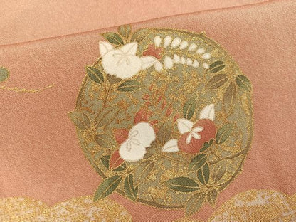 平和屋着物●訪問着　草花文　暈し染め　金彩　正絹　逸品　AABK5344ph