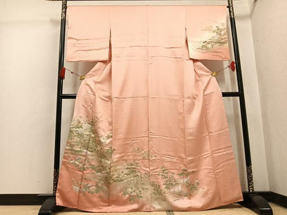 平和屋着物●訪問着　風景草花文　暈し染め　金彩　正絹　逸品　AABK5346ph