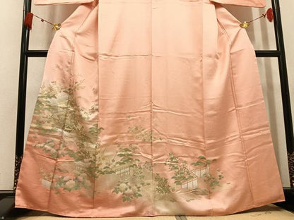平和屋着物●訪問着　風景草花文　暈し染め　金彩　正絹　逸品　AABK5346ph