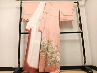 平和屋着物●訪問着　風景草花文　暈し染め　金彩　正絹　逸品　AABK5346ph