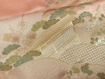 平和屋着物●訪問着　風景草花文　暈し染め　金彩　正絹　逸品　AABK5346ph