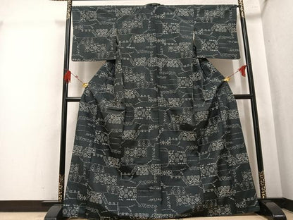 平和屋着物●本場縞大島紬　花尽くし　正絹　逸品　AABK5347ph