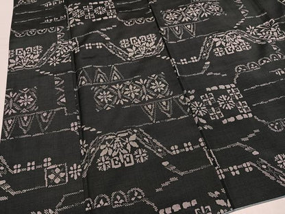 平和屋着物●本場縞大島紬　花尽くし　正絹　逸品　AABK5347ph