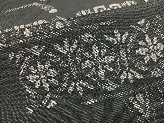 平和屋着物●本場縞大島紬　花尽くし　正絹　逸品　AABK5347ph