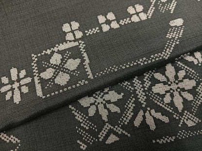 平和屋着物●本場縞大島紬　花尽くし　正絹　逸品　AABK5347ph