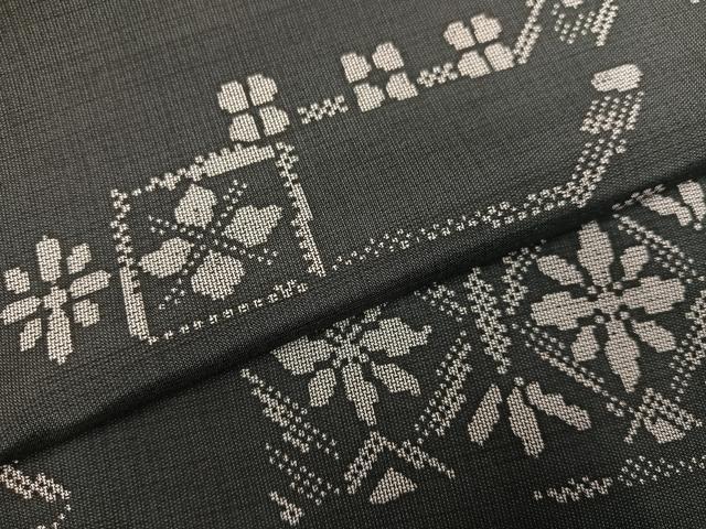平和屋着物●本場縞大島紬　花尽くし　正絹　逸品　AABK5347ph